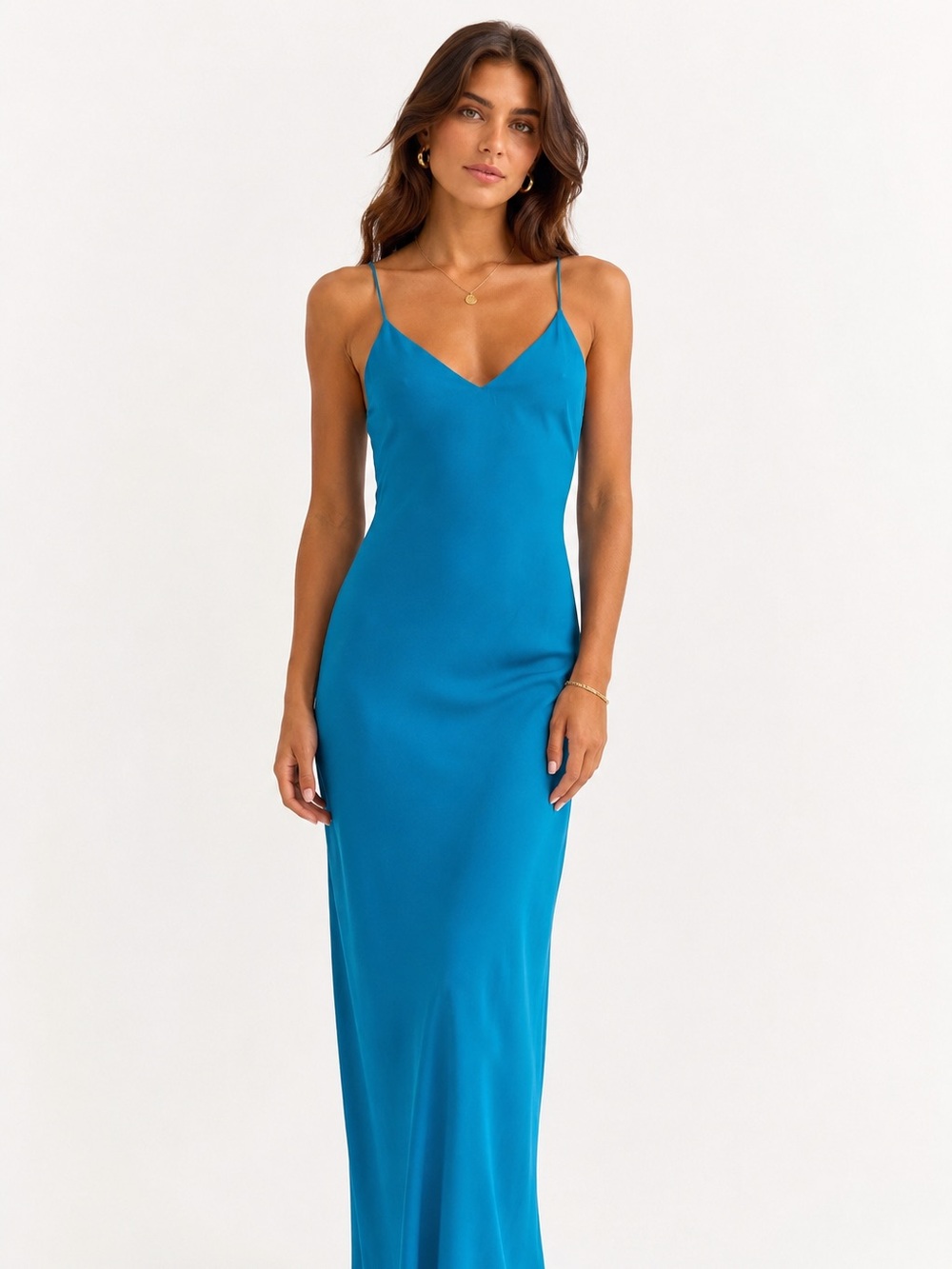 Alice + Olivia Silk Slip Dress Maxi Gown – Turquoise Blue – Size 8